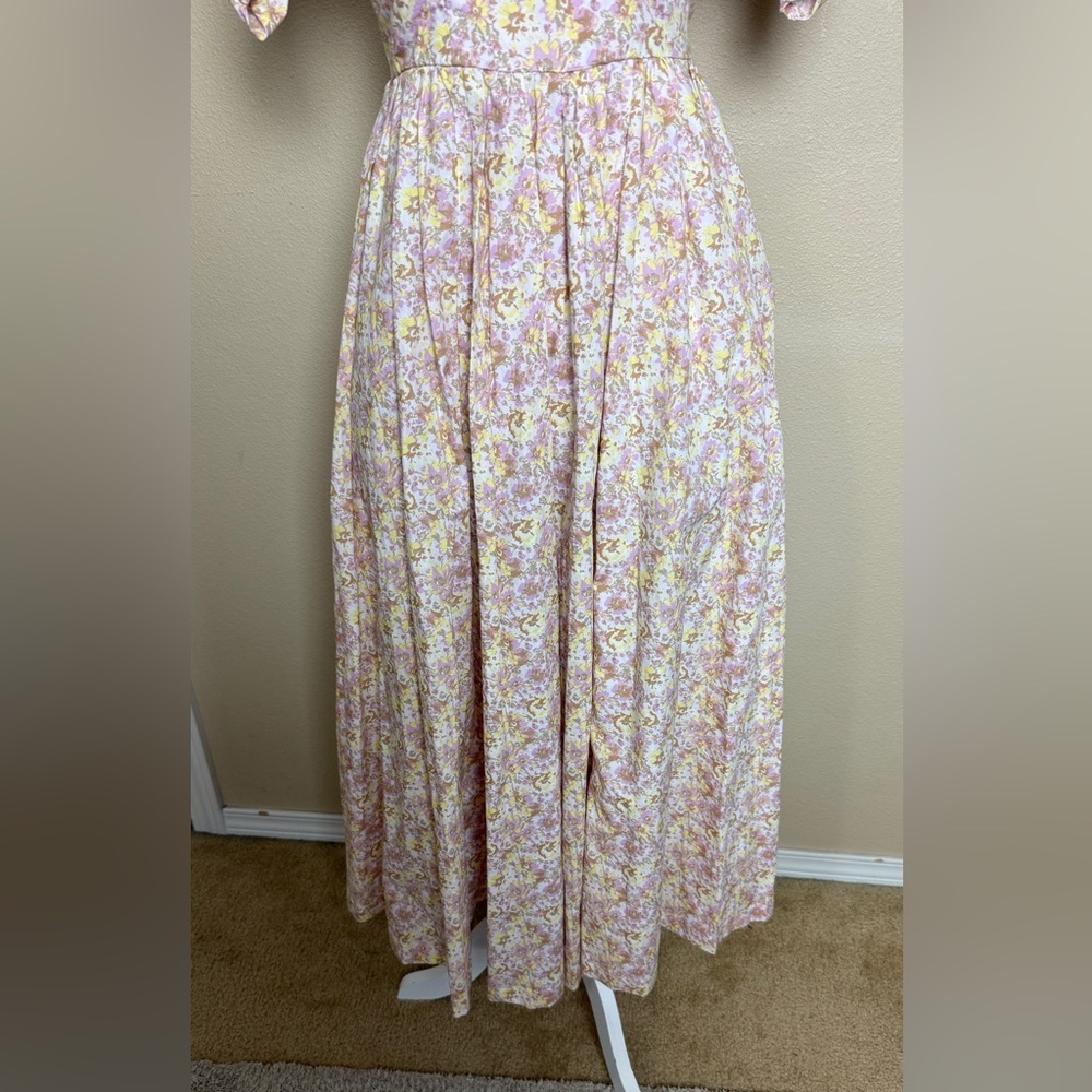 Free People She’s a Dream Floral Print Puff Sleeve Midi Dress Size 2 - Picture 7 of 15